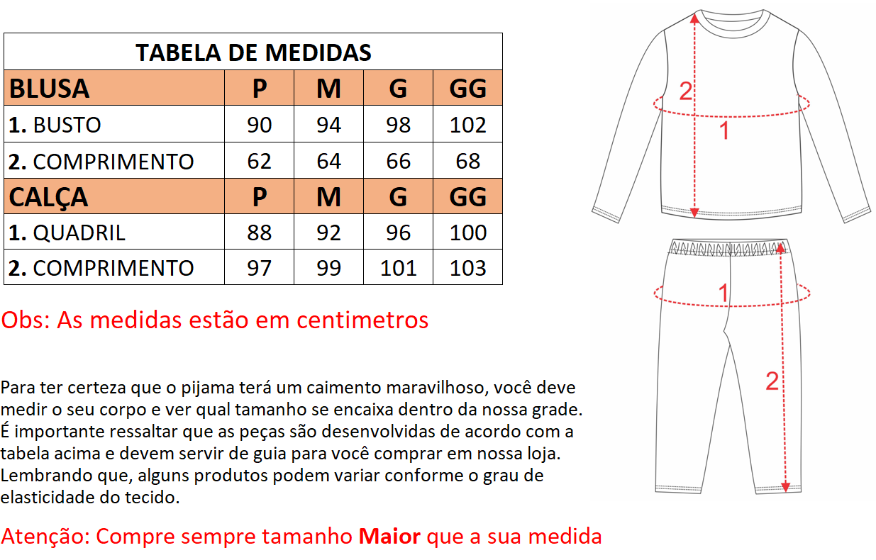 Tabela de medidas