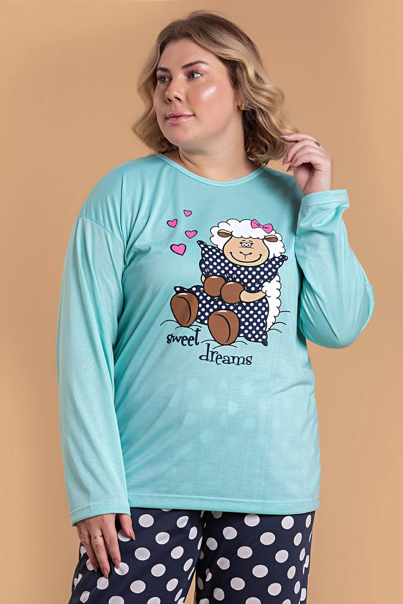 pijama feminino plus size ovelha coracoes jc11 43 2