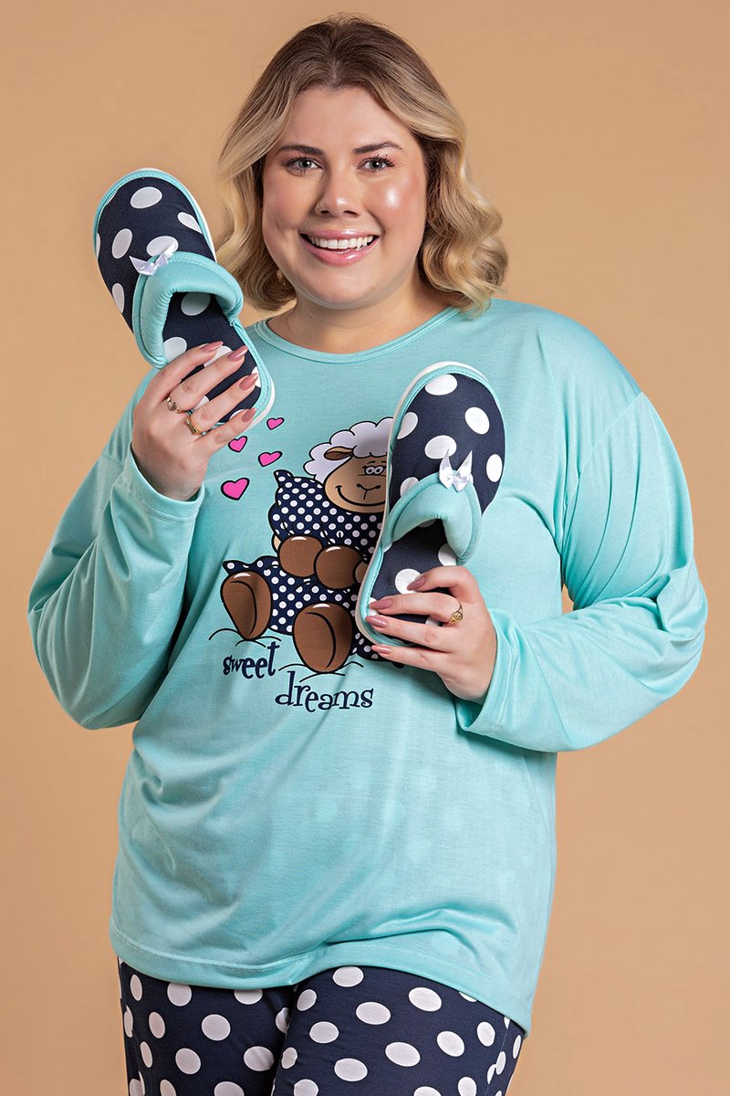 pijama feminino plus size ovelha coracoes jc11 43 4 pf75