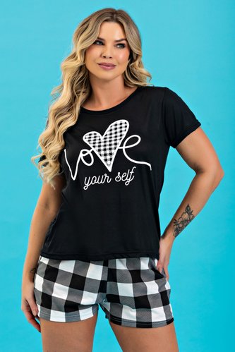 pijama feminino com manga love yourself 1100 3